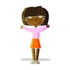 cartoon woman raising arms in air N2
