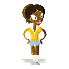 cartoon happy woman in short skirt N2