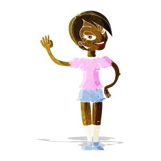 cartoon waving woman N16