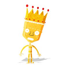 cartoon robot with crown