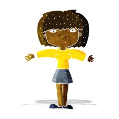 cartoon woman shrugging shoulders N56
