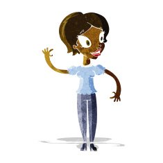 Cartoon Woman Waving N39