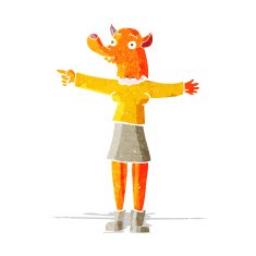 cartoon pointing fox woman