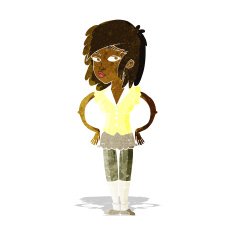 cartoon pretty woman with hands on hips N4