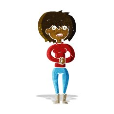 cartoon worried woman N11