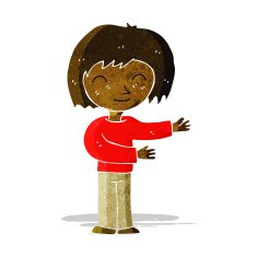 cartoon woman gesturing welcome
