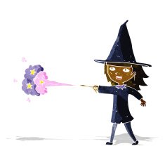 cartoon witch girl casting spell N4