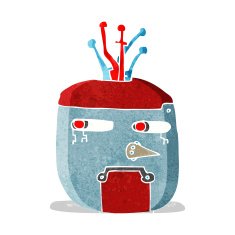cartoon gold robot head