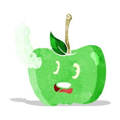 cartoon apple with bug N5