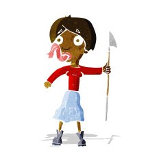 cartoon woman with spear sticking out tongue N2