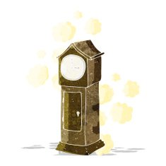 cartoon dusty old grandfather clock