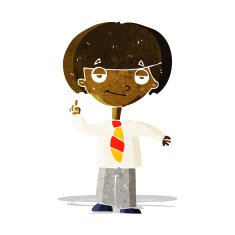 cartoon school boy answering question N6