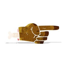 cartoon pointing severed hand symbol