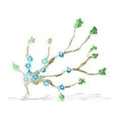 cartoon flowering branch N2