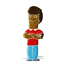 cartoon annoyed man with folded arms N3