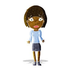 cartoon woman shrugging shoulders N60