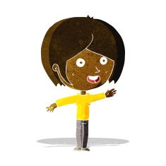 cartoon happy girl waving N2