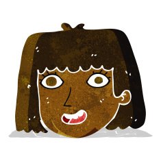 cartoon happy female face N25