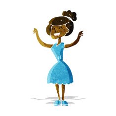 cartoon woman with raised arms N2
