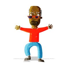 cartoon old man waving arms N2