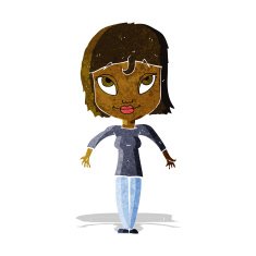 cartoon girl shrugging shoulders N5