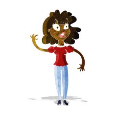 cartoon worried woman waving N4