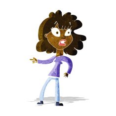 cartoon worried woman pointing N2