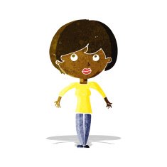 cartoon woman shrugging shoulders N64