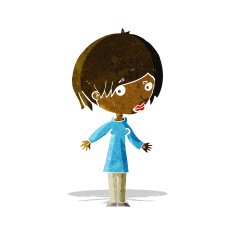 cartoon woman shrugging shoulders N65