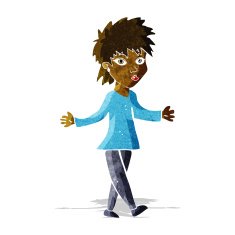 cartoon woman shrugging shoulders N67
