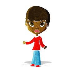 cartoon woman shrugging shoulders N68