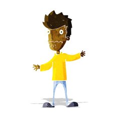 cartoon nervous man N36