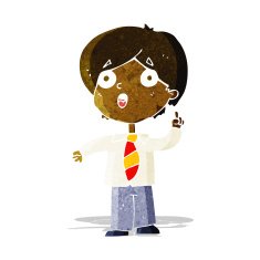 cartoon schoolboy answering question N2