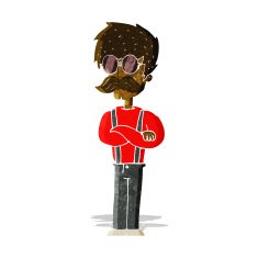 cartoon hipster man with mustache and spectacles N2