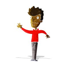 cartoon worried man reaching out N3
