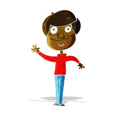 cartoon happy man waving N7