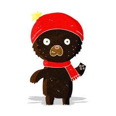 cartoon waving black bear N7