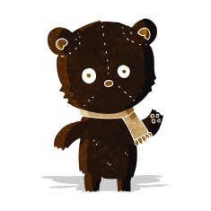 cartoon waving black bear N8