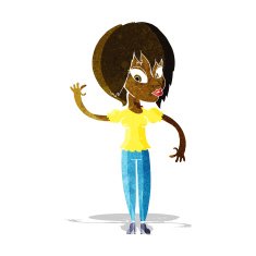 Cartoon Woman Waving N48