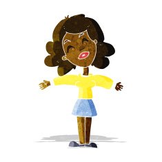 cartoon woman with open arms N13
