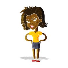 cartoon woman with hands on hips N29