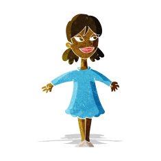 cartoon woman with open arms N14