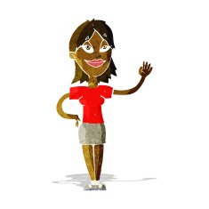Cartoon Woman Waving N50