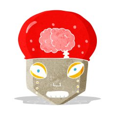 cartoon spooky robot head N3