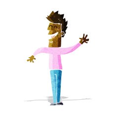 cartoon happy man waving N8