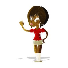 cartoon pretty woman waving N16