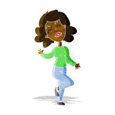 cartoon happy woman dancing N2