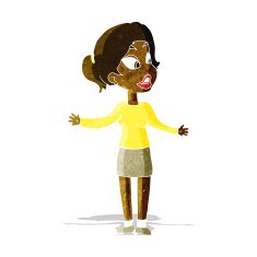cartoon pretty woman explaining something N2