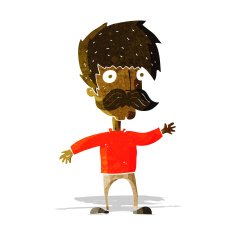 cartoon man with mustache waving N3