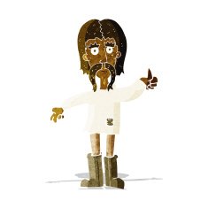 cartoon hippie man giving thumbs up symbol N2